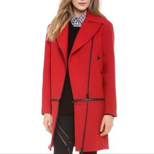 Rag & Bone Rally Runway Red Zip Off Coat